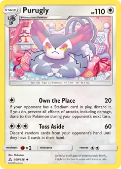 Purugly Pokemon card from Ultra Prism