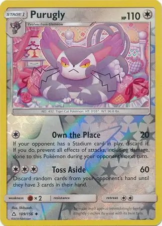 Purugly Reverse Holo Pokemon card from Ultra Prism