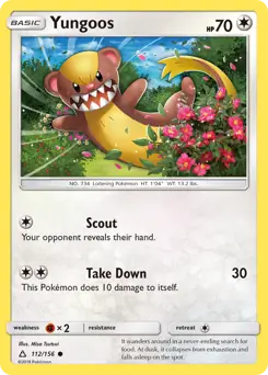 Yungoos Pokemon card from Ultra Prism