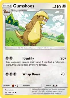 Gumshoos Pokemon card from Ultra Prism
