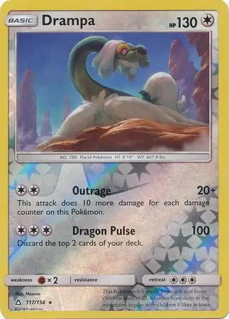 Drampa Reverse Holo Pokemon card from Ultra Prism