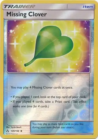 Missing Clover Reverse Holo Pokemon card from Ultra Prism
