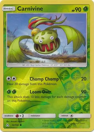 Carnivine Reverse Holo Pokemon card from Ultra Prism