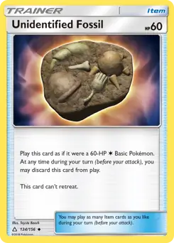 Unidentified Fossil Pokemon card from Ultra Prism