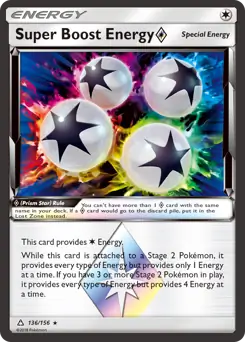 Super Boost Energy Prism Star Pokemon card from Ultra Prism
