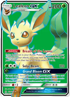 Full Art Leafeon GX Pokemon card from Ultra Prism