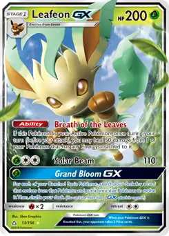 Leafeon GX Pokemon card from Ultra Prism