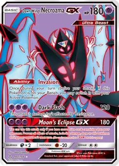 Full Art Dawn Wings Necrozma GX Pokemon card from Ultra Prism