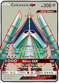 Full Art Celesteela GX Pokemon card from Ultra Prism