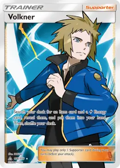 Full Art Volkner Pokemon card from Ultra Prism