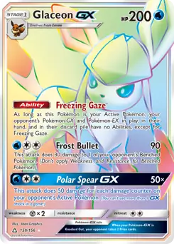 Glaceon GX Secret Pokemon card from Ultra Prism