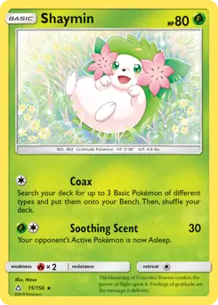 Shaymin Pokemon card from Ultra Prism