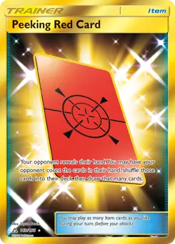 Peeking Red Card Secret Pokemon card from Ultra Prism