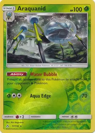 Araquanid Reverse Holo Pokemon card from Ultra Prism