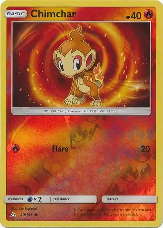 Chimchar Reverse Holo Pokemon card from Ultra Prism