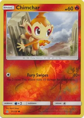 Chimchar Reverse Holo Pokemon card from Ultra Prism