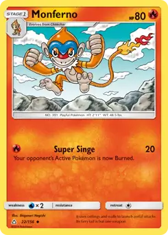 Monferno Pokemon card from Ultra Prism