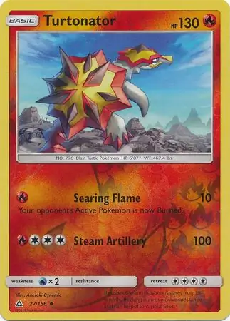 Turtonator Reverse Holo Pokemon card from Ultra Prism