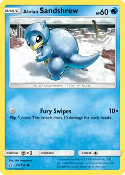 Alolan Sandshrew Pokemon card from Ultra Prism