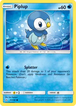 Piplup Pokemon card from Ultra Prism