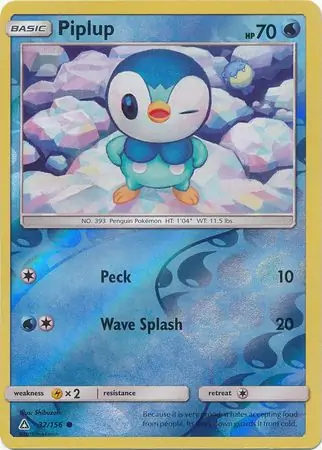 Piplup Reverse Holo Pokemon card from Ultra Prism