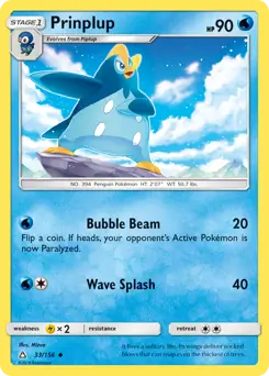 Prinplup Pokemon card from Ultra Prism