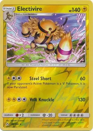 Electivire Reverse Holo Pokemon card from Ultra Prism