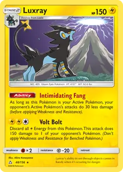 Luxray Pokemon card from Ultra Prism