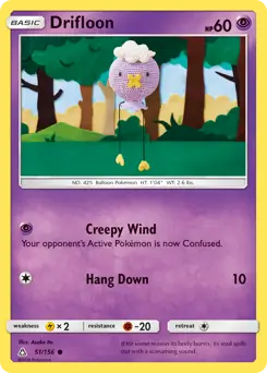 Drifloon Pokemon card from Ultra Prism