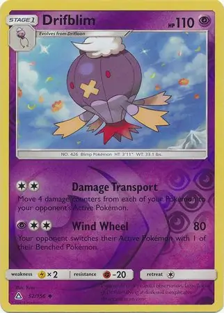 Drifblim Reverse Holo Pokemon card from Ultra Prism