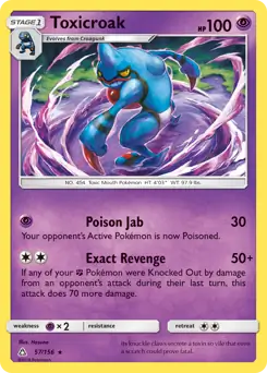 Toxicroak Pokemon card from Ultra Prism
