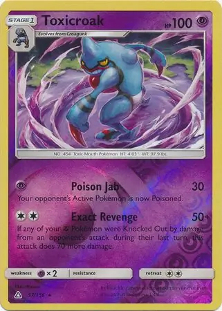 Toxicroak Reverse Holo Pokemon card from Ultra Prism
