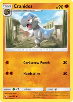 Cranidos Pokemon card from Ultra Prism