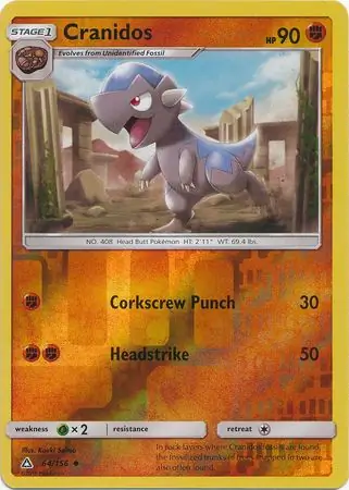 Cranidos Reverse Holo Pokemon card from Ultra Prism
