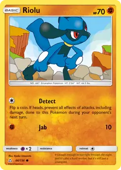 Riolu Pokemon card from Ultra Prism