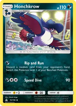 Honchkrow Pokemon card from Ultra Prism