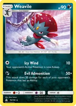 Weavile Pokemon card from Ultra Prism