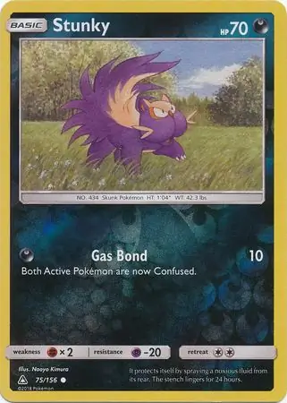 Stunky Reverse Holo Pokemon card from Ultra Prism