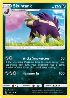 Skuntank Pokemon card from Ultra Prism