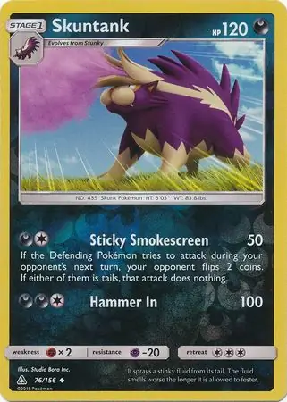 Skuntank Reverse Holo Pokemon card from Ultra Prism