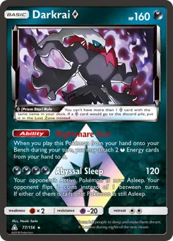 Darkrai Prism Star Pokemon card from Ultra Prism