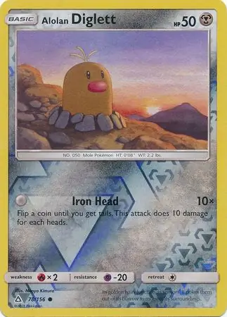 Alolan Diglett Reverse Holo Pokemon card from Ultra Prism
