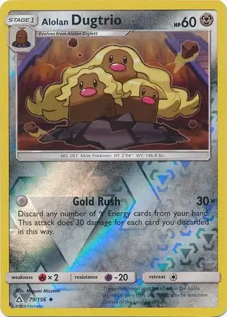 Alolan Dugtrio Reverse Holo Pokemon card from Ultra Prism