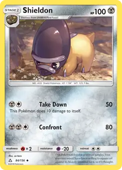 Shieldon Pokemon card from Ultra Prism