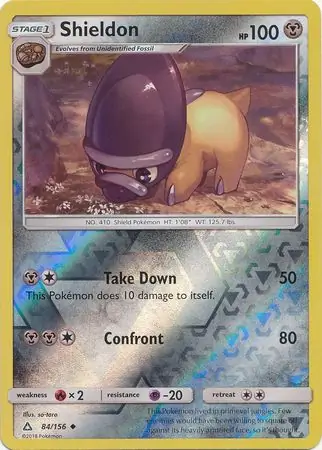 Shieldon Reverse Holo Pokemon card from Ultra Prism