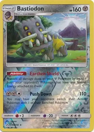Bastiodon Reverse Holo Pokemon card from Ultra Prism