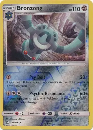 Bronzong Reverse Holo Pokemon card from Ultra Prism