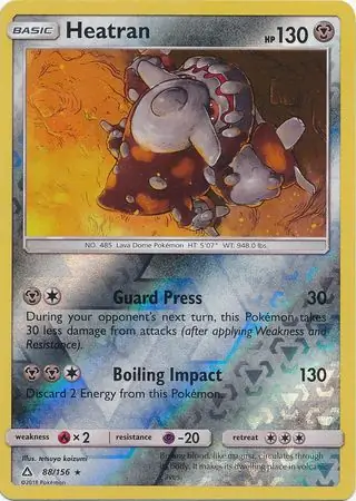 Heatran Reverse Holo Pokemon card from Ultra Prism