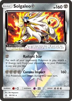 Solgaleo Prism Star Pokemon card from Ultra Prism
