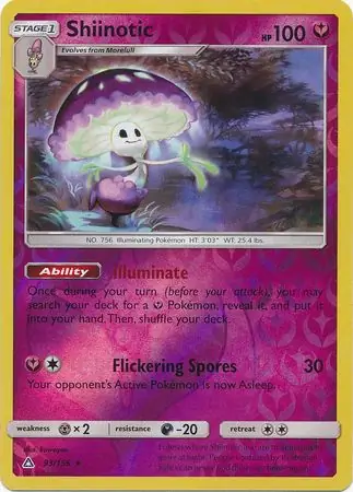 Shiinotic Reverse Holo Pokemon card from Ultra Prism